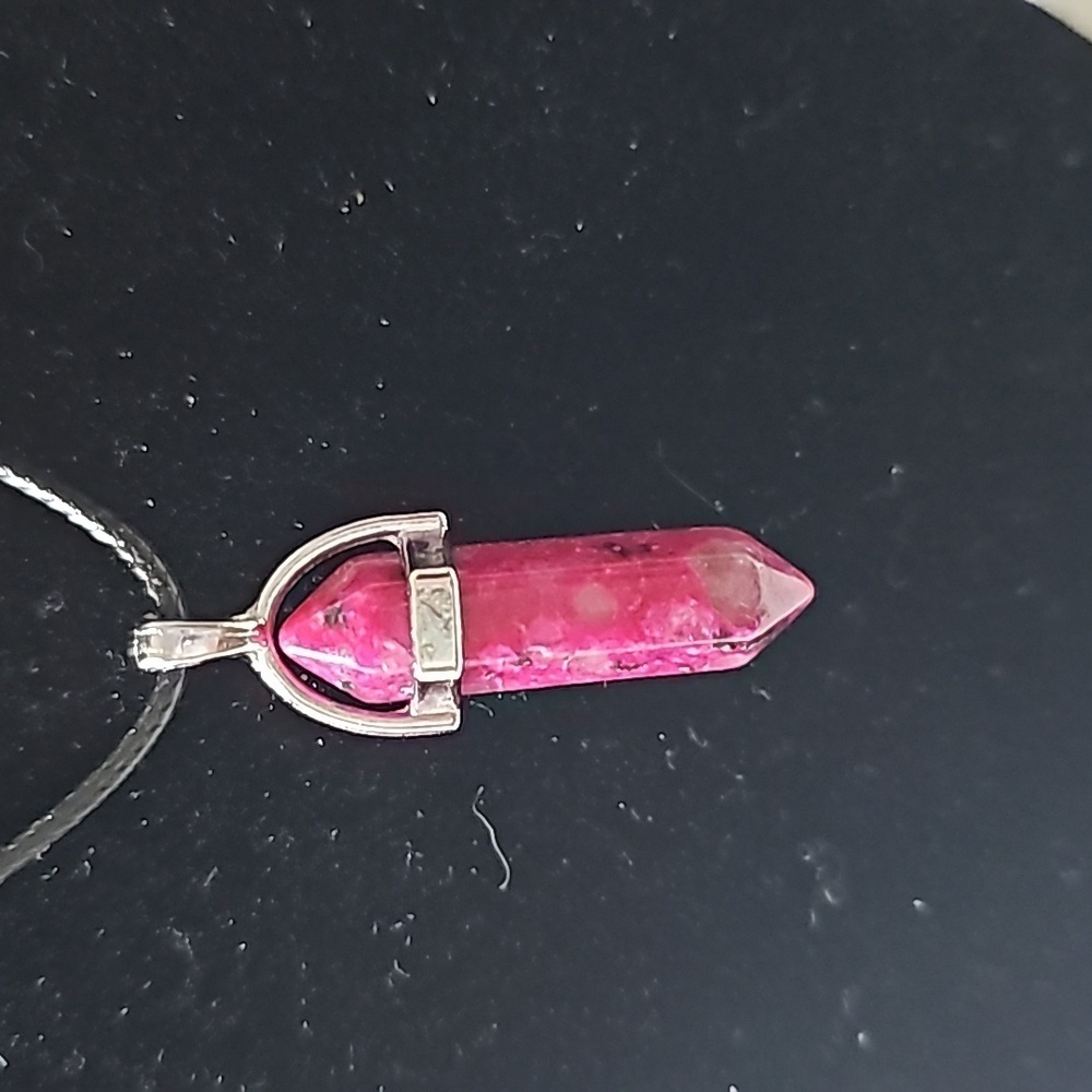 Dark Fuchsia - Bullet Gemstone Necklace - Picture 4 of 5
